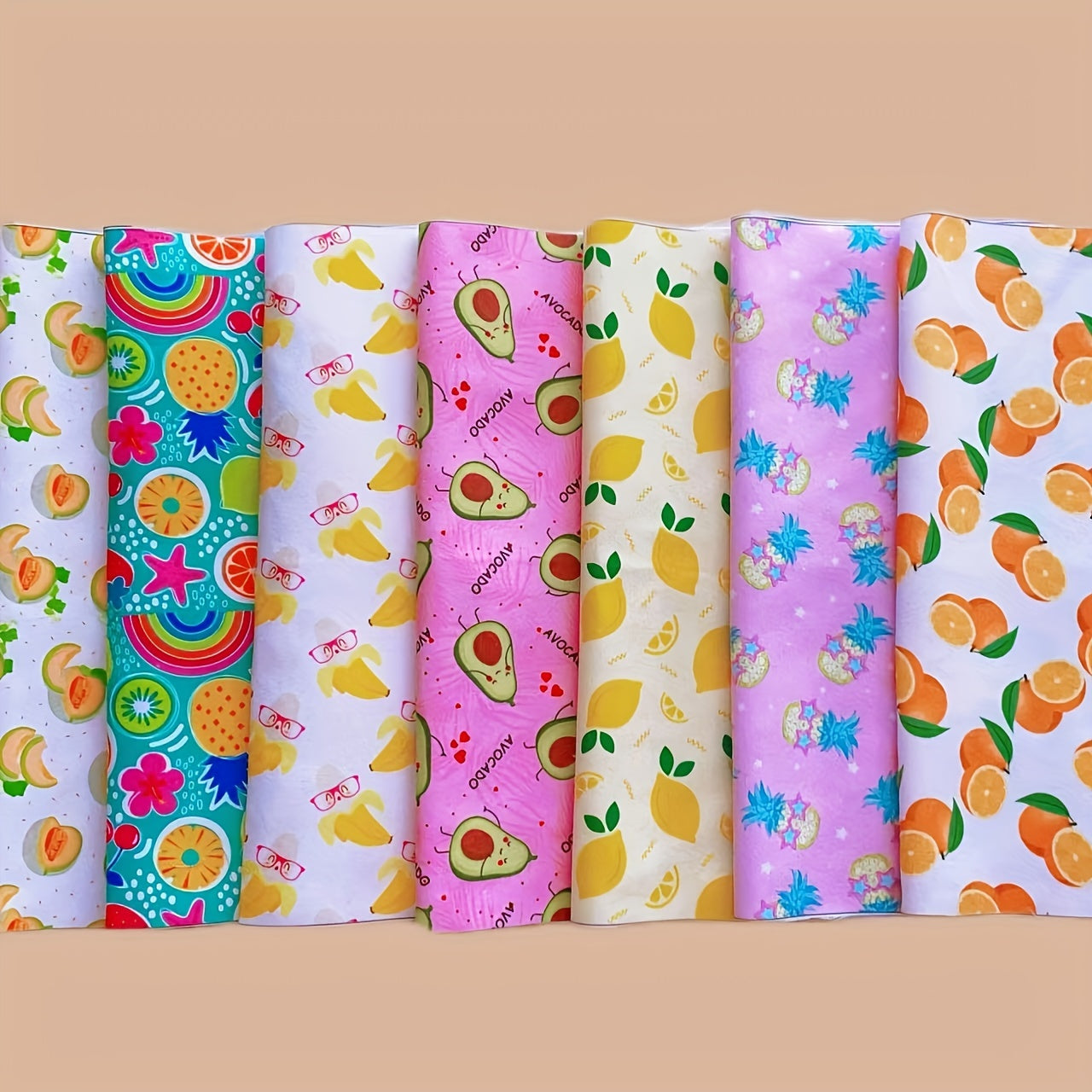 7pcs Assorted Fabric Packs for DIY Bows Crafts Doll Costumes 24x24cm