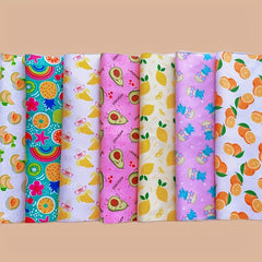 7pcs Assorted Fabric Packs for DIY Bows Crafts Doll Costumes 24x24cm