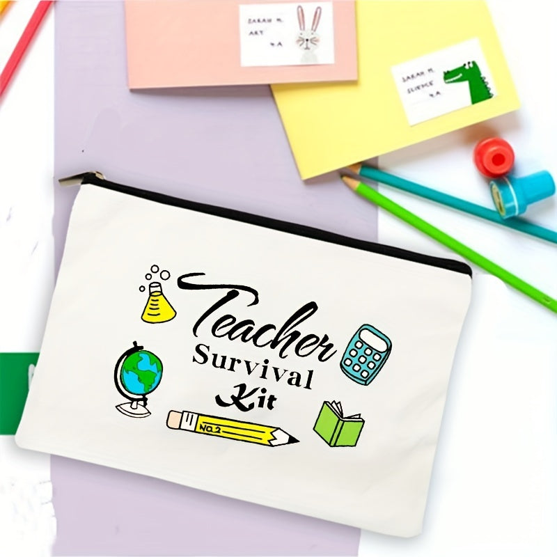 Roomy Letter Pattern Cosmetic Pouch with Zipper