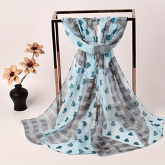 Plaid Heart Chiffon Scarf Thin Shawl for Sun Protection