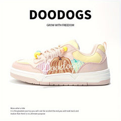 DOODOGS Girl's Skate Shoes Comfy Non Slip Casual Lace Up Sneakers