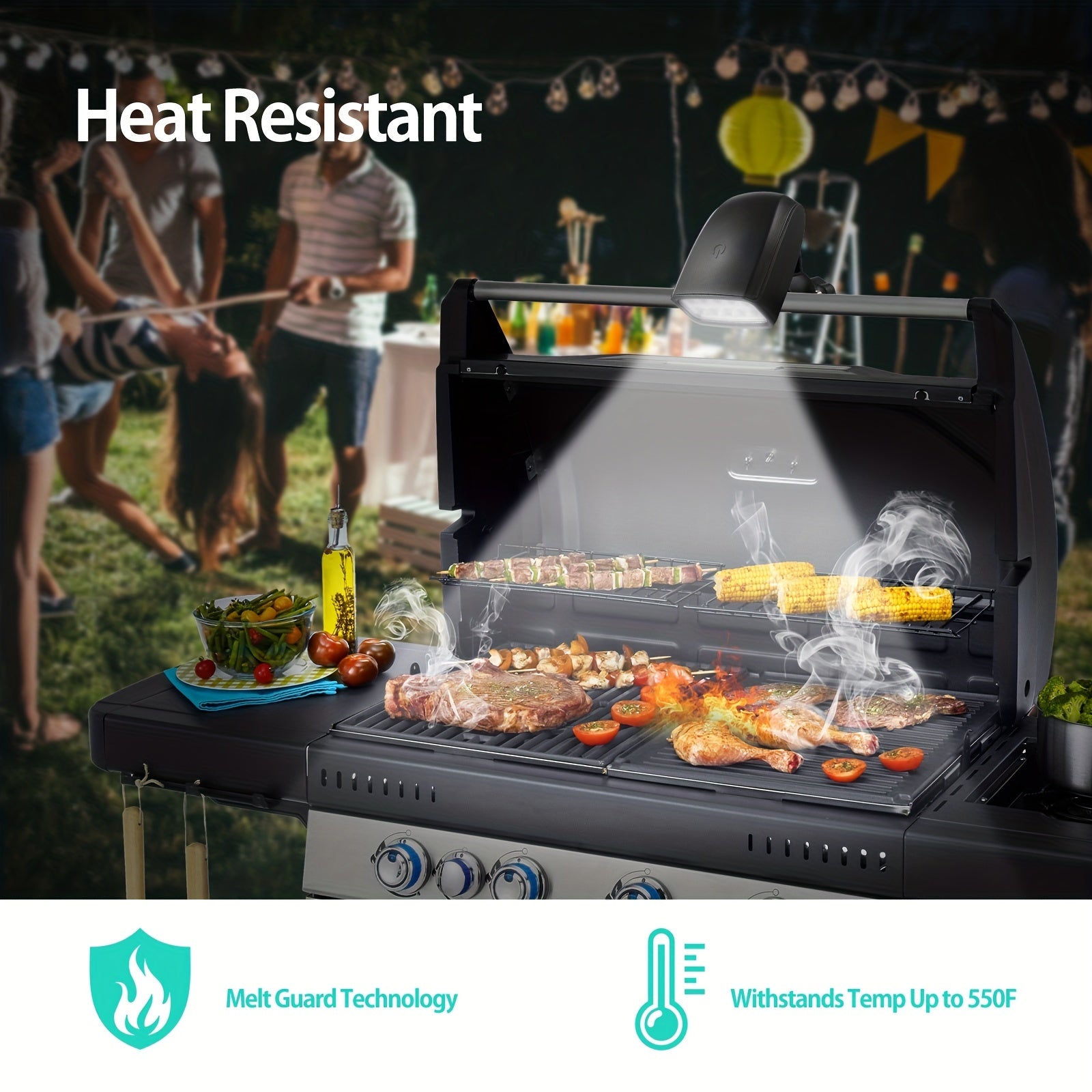 Portable BBQ Grill Lights 360 Rotatable with 10 LED Lights & Clamp Mount