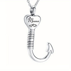 Waterproof Heart Fish Hook Cremation Jewelry Ashes Urn Necklace