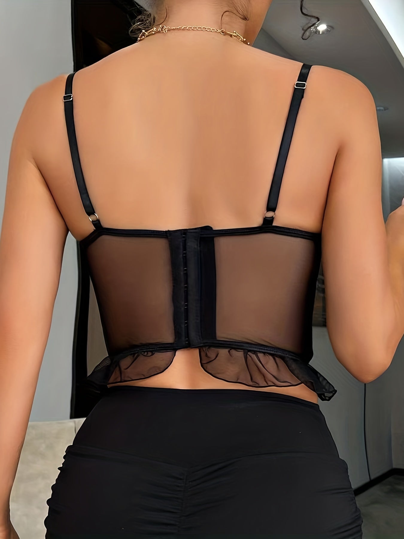 Floral Lace Cami Corset Bustier Sexy Ruffle Embroidery Slimmer Top