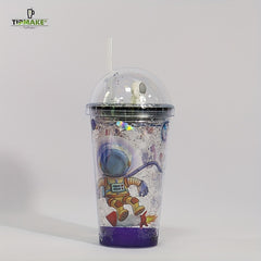 Astronaut Tumbler With Lid And Straw 480ml Double Layer Plastic Water Bottle