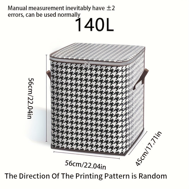Large Capacity Houndstooth Clothes Quilt Storage Bag Non Woven Fabric