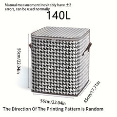 Large Capacity Houndstooth Clothes Quilt Storage Bag Non Woven Fabric