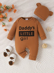 2pcs Newborn Baby Romper Long Sleeve Jumpsuit & Bear Ear Hat Set