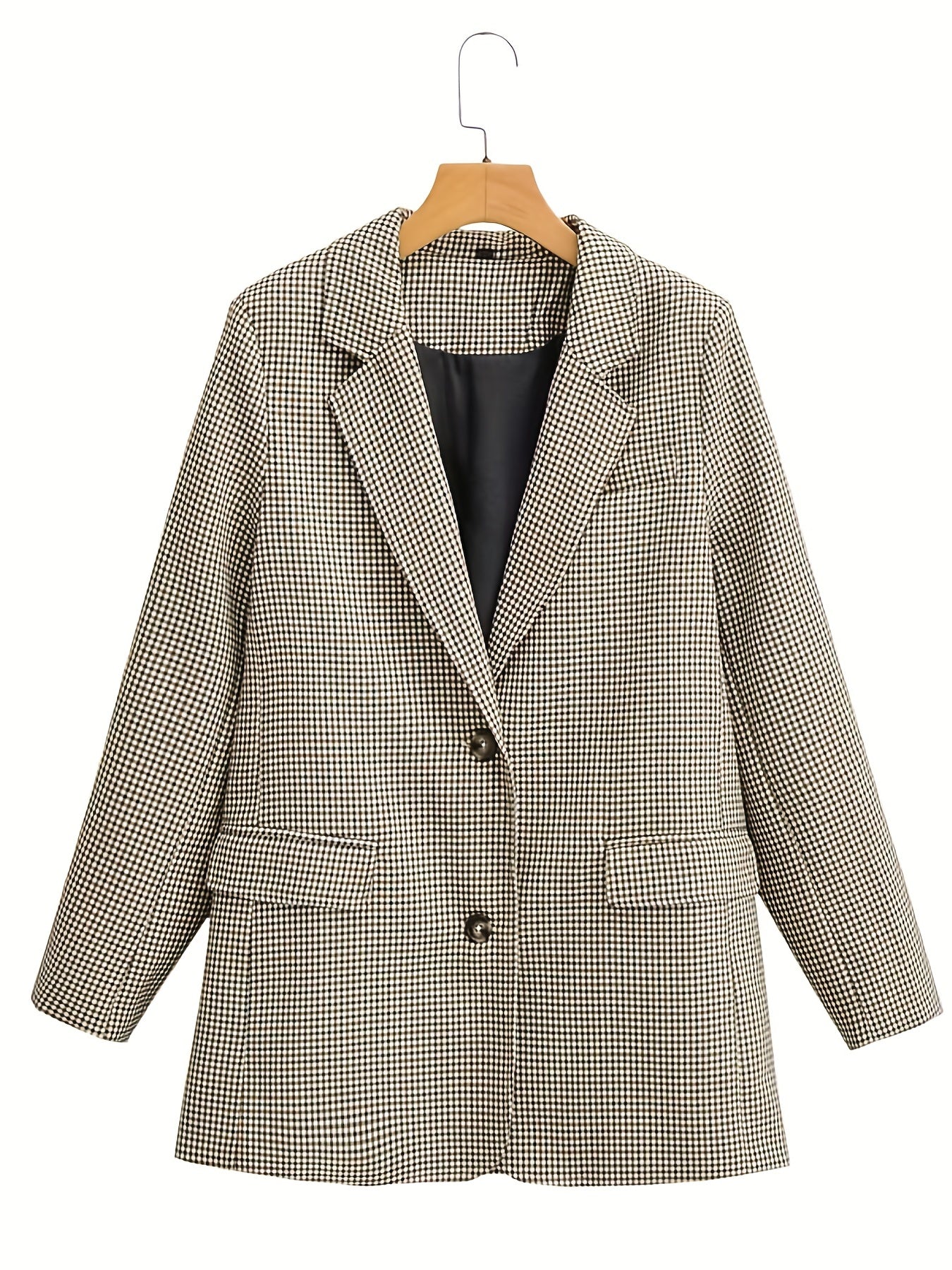 Plaid Print Blazer Single Breasted Long Sleeve Office Outerwear Women