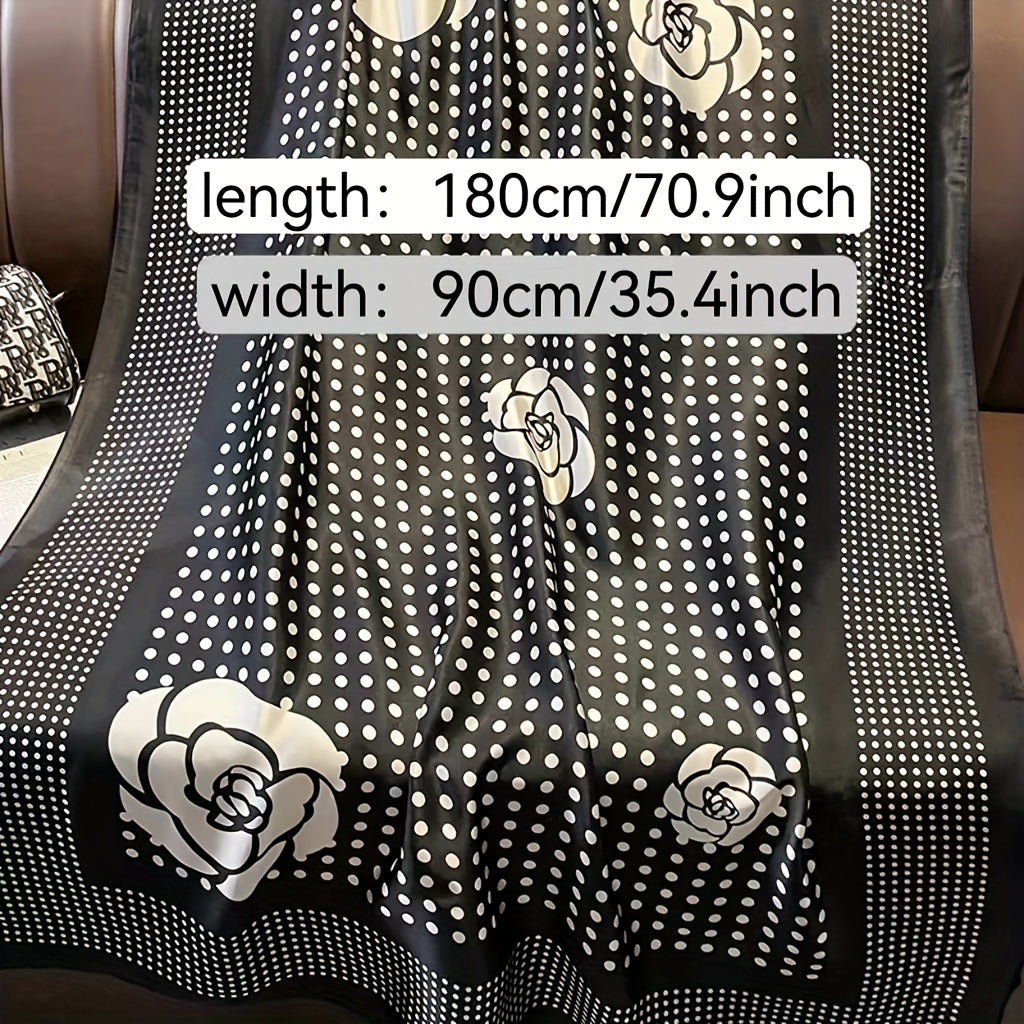 Silk Polka Dot Scarf Shawl Windproof Travel Headscarf