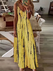 Tie Dye Cami Dress V Neck Maxi Summer Dress Women's Clothing