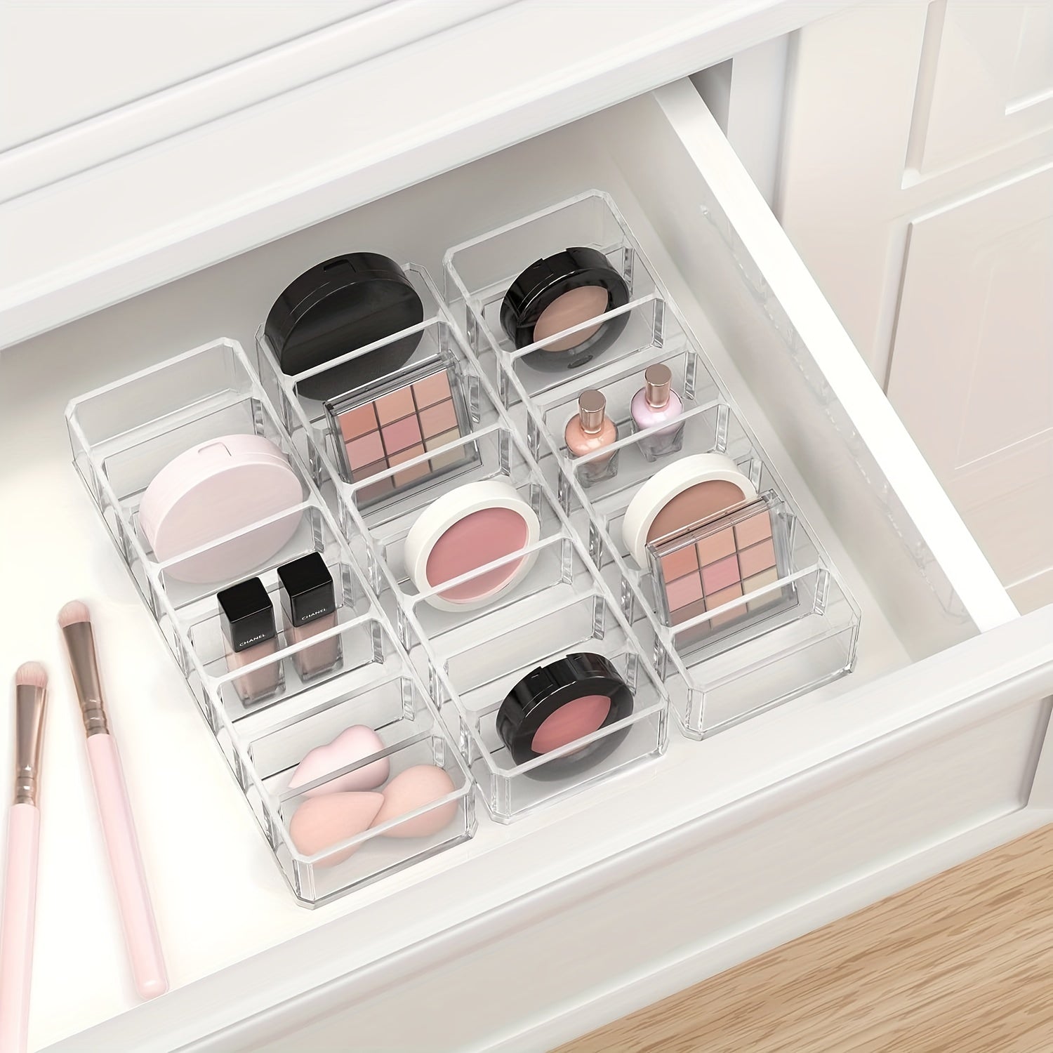 Clear Acrylic Makeup Organizer with 8 Compartments