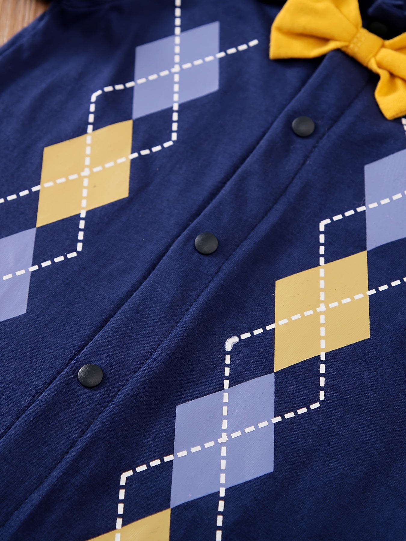 Baby Boys Geometric Cotton Bowtie Romper Jumpsuit