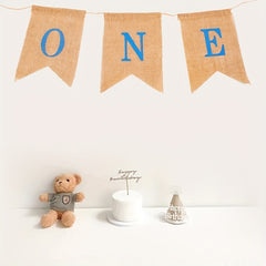 Burlap Dovetail Flag 1st Birthday Party Decoration Banner