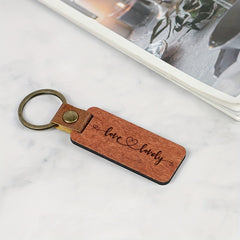 Rosewood Keychain Metal Leather Clasp