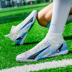 Boy's High Top Turf Football Boots - Professional Outdoor TF Soccer Cleats