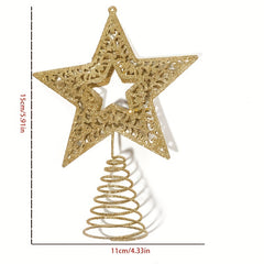 Golden Iron Hollow Five-pointed Star Christmas Tree Topper