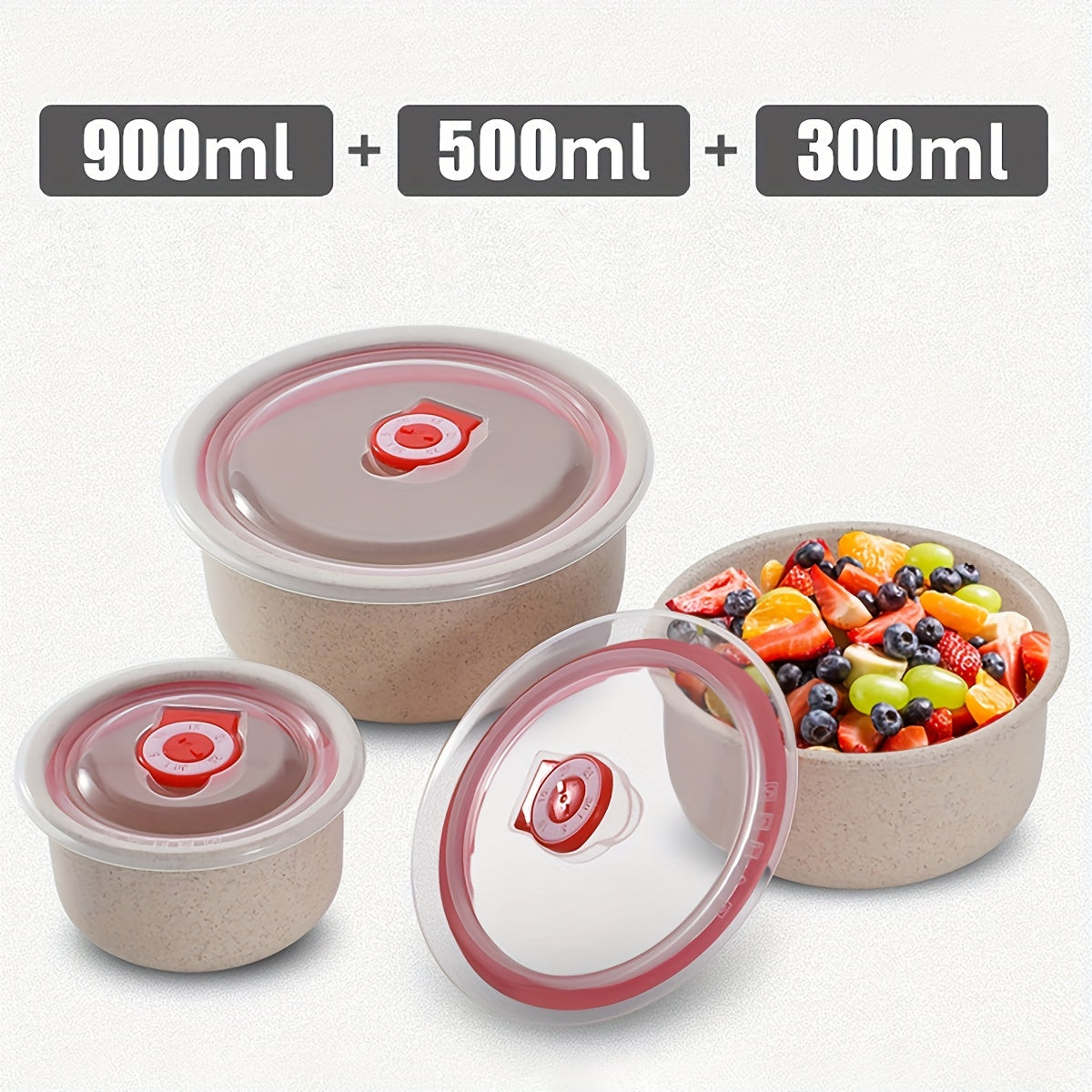 3 PCS Airtight Food Storage Containers Fresh Keeping Bowls Multiple Sizes