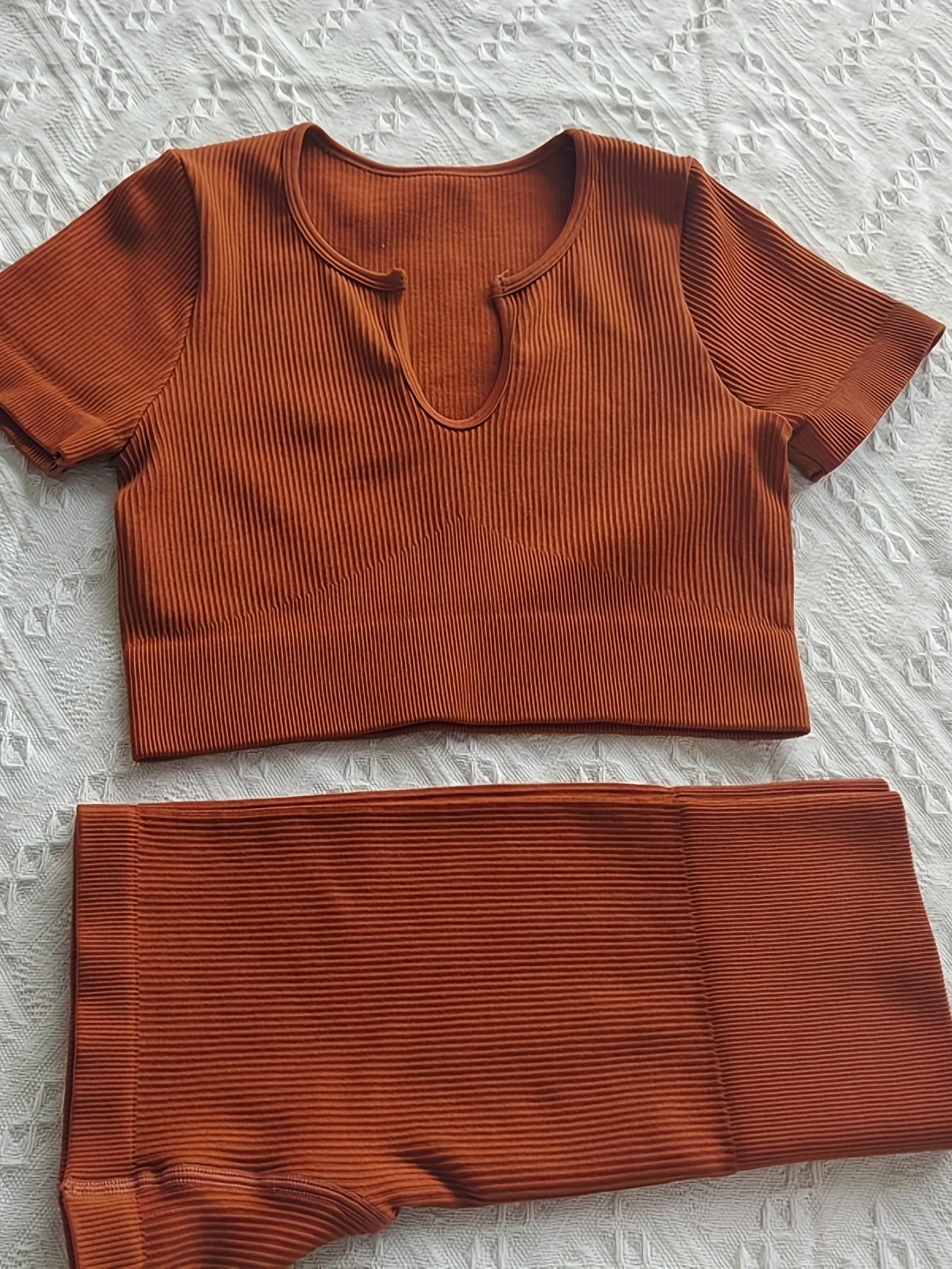 Stylish & Comfy Women's Solid Ribbed Yoga Set for Summer - 2 Pieces