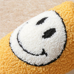 Women's Smile Face Pattern Slippers Plush Lined Shoes Warm Indoor Slippers