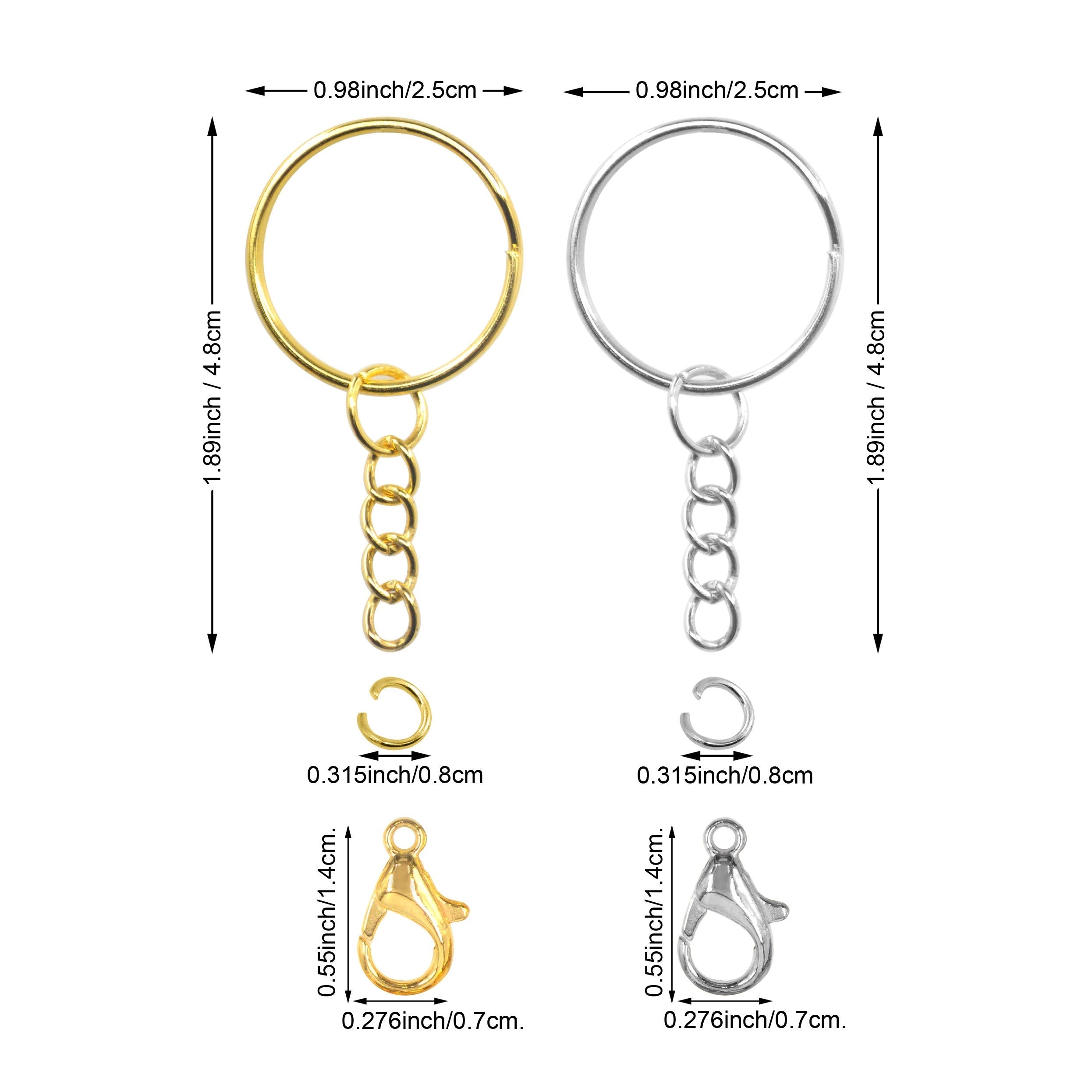 60PCS Key Rings Keychain with Lobster Clasps for DIY Crafts Jewelry Making