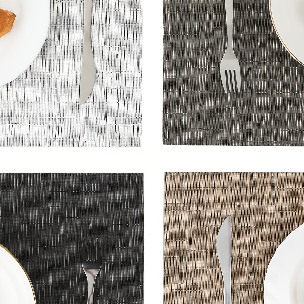 4pcs Bamboo Table Placemats Non Slip Heat Resistant Easy to Clean