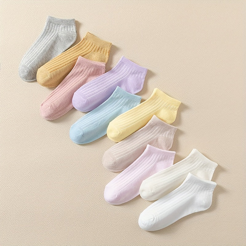 10 Pairs Women's Solid Short Sports Socks Soft & Comfy