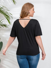 Twist Front Short Sleeve V Neck Top