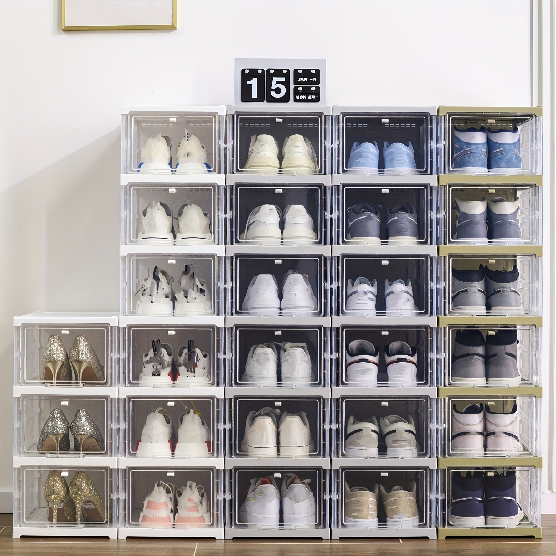 6 Layer Plastic Shoe Rack Box With Door Shoe Storage Box Dust proof Shoe Cabinet