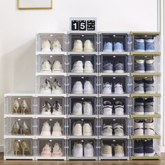6 Layer Plastic Shoe Rack Box With Door Shoe Storage Box Dust proof Shoe Cabinet