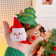 3pcs Christmas Cartoon Hair Ties Set Santa & Elk & Tree Charm Elastic Headbands
