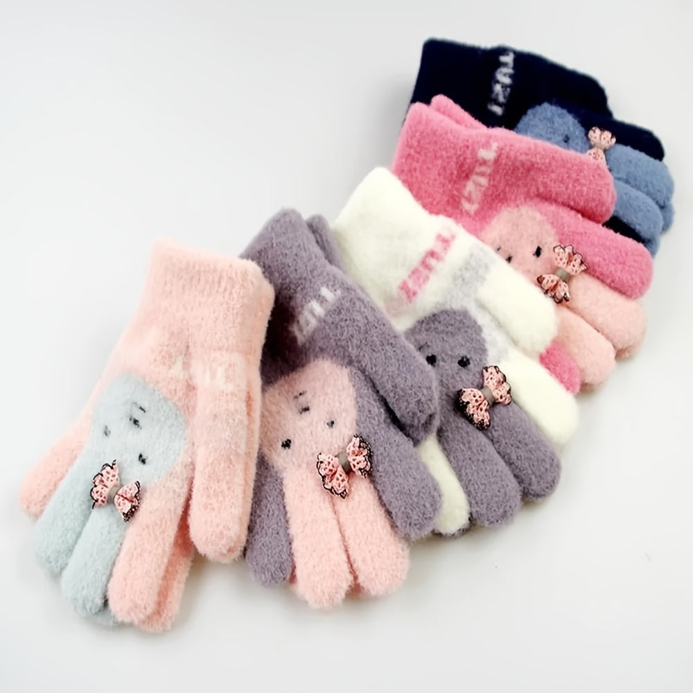 Kids Winter Gloves Cute Rabbit Design Warm Gloves for 3-6 Years