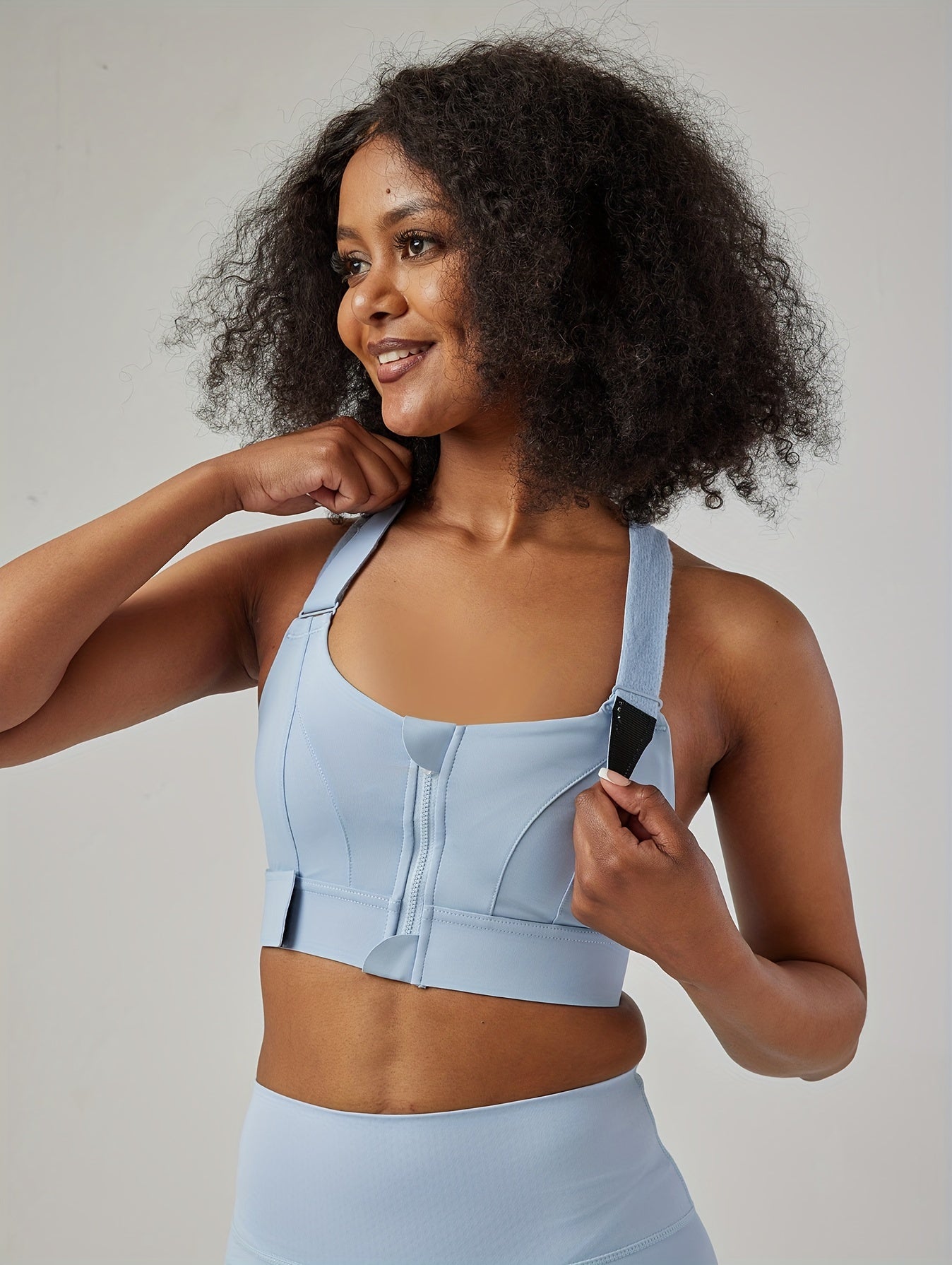 Zip Front Colorblock Sports Bra Plus Size