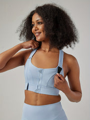 Zip Front Colorblock Sports Bra Plus Size