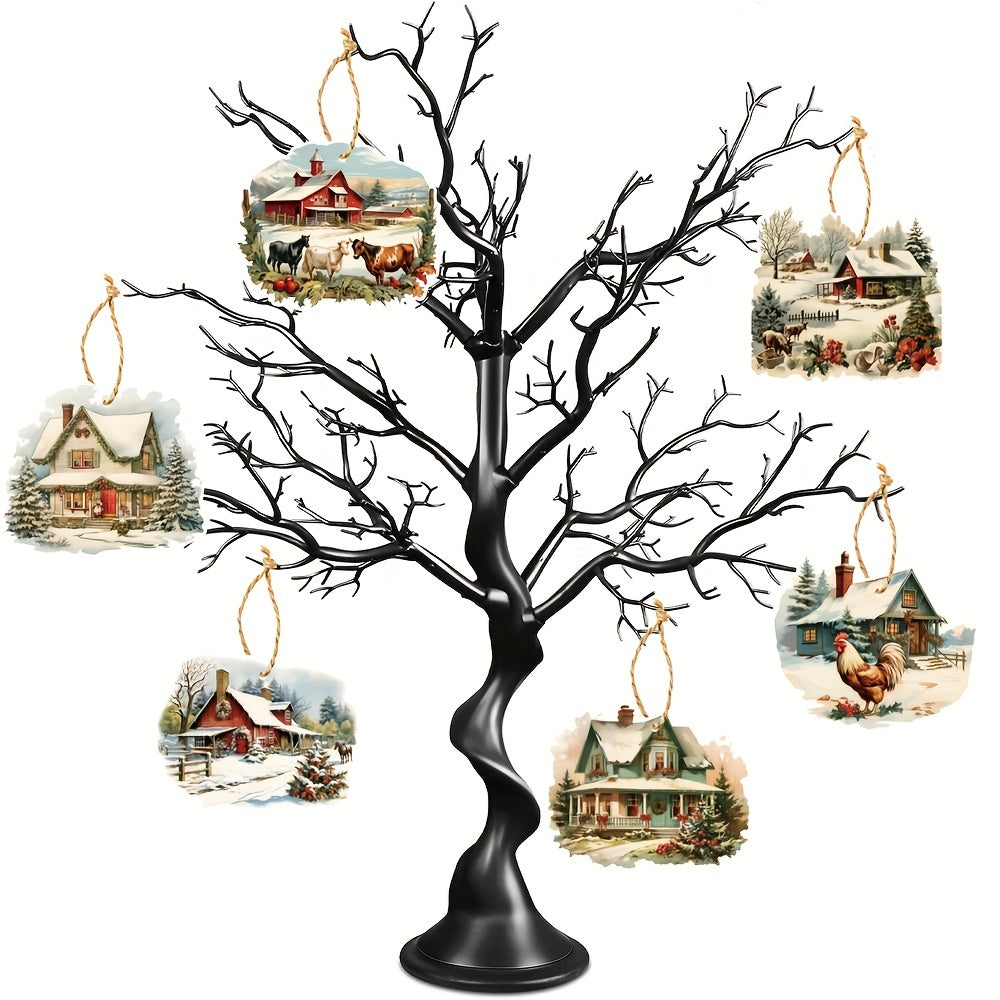 6pcs Christmas Farm Hanging Ornaments Xmas Tree Decorations