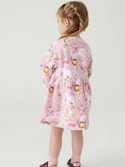 Girls Sweet Animal Graphic Long Sleeve Princess Dress