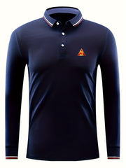 Men's Triangle Print Polo Shirt Long Sleeve