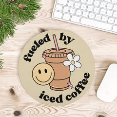 Round Mouse Pad Non-slip Rubber Mouse Mat 7.8" Iced Coffee
