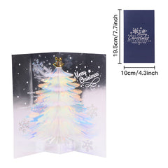 3D Christmas Greeting Card Glitter Luminous Dreamy Christmas Tree Blessing Gift