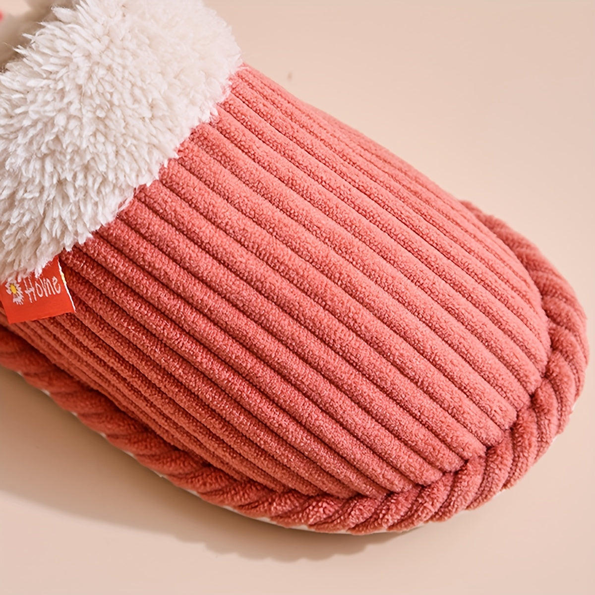 Women's Corduroy Plush Slippers Warm Closed Toe Fuzzy Indoor Shoes