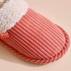 Women's Corduroy Plush Slippers Warm Closed Toe Fuzzy Indoor Shoes