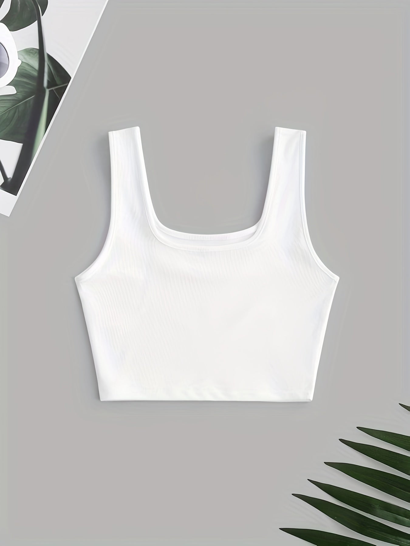 Ribbed Square Neck Crop Tank Top Y2K Sleeveless Tank Top Summer