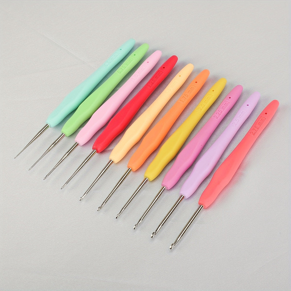 10pcs Lace Crochet Hooks Set 0.5mm-2.75mm Soft Grip