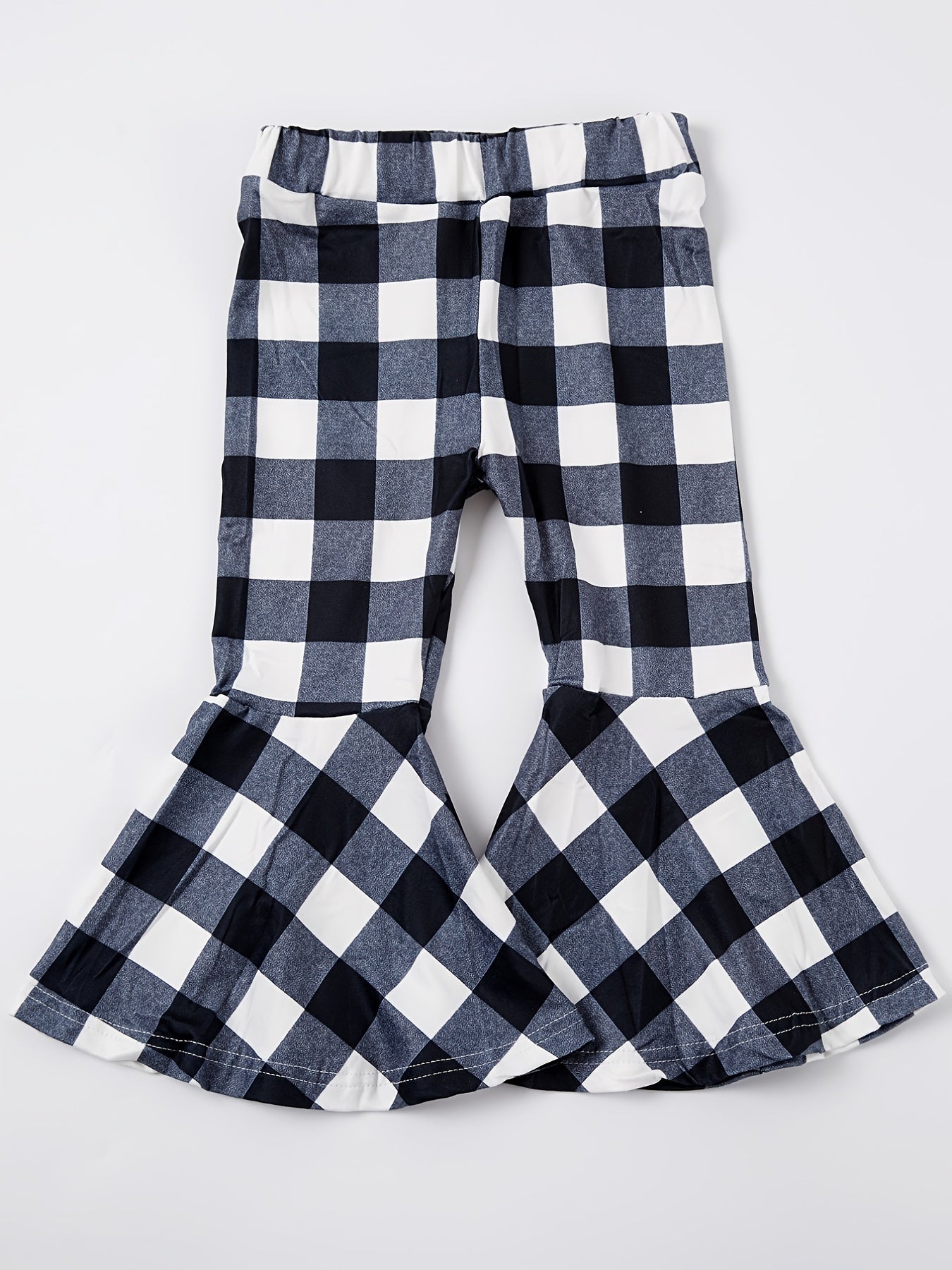 Baby Girls Leopard Plaid Print Flare Leg Pants Elastic Waist Pants