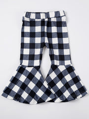Baby Girls Leopard Plaid Print Flare Leg Pants Elastic Waist Pants