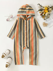 Stylish Striped Hooded Creeper Outwear For Boys And Girls