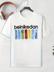 Men's Block Pattern T-shirt for Outdoor Activities
