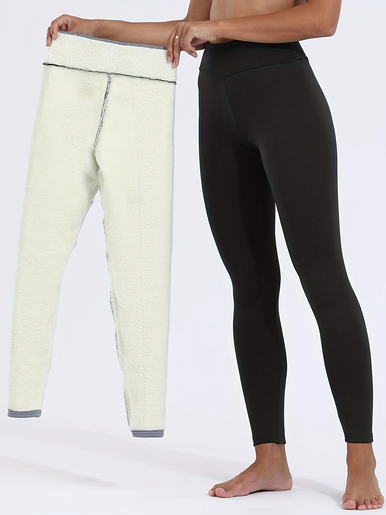 Plush Thermal Pants Comfy Slim Elastic Tights for Winter