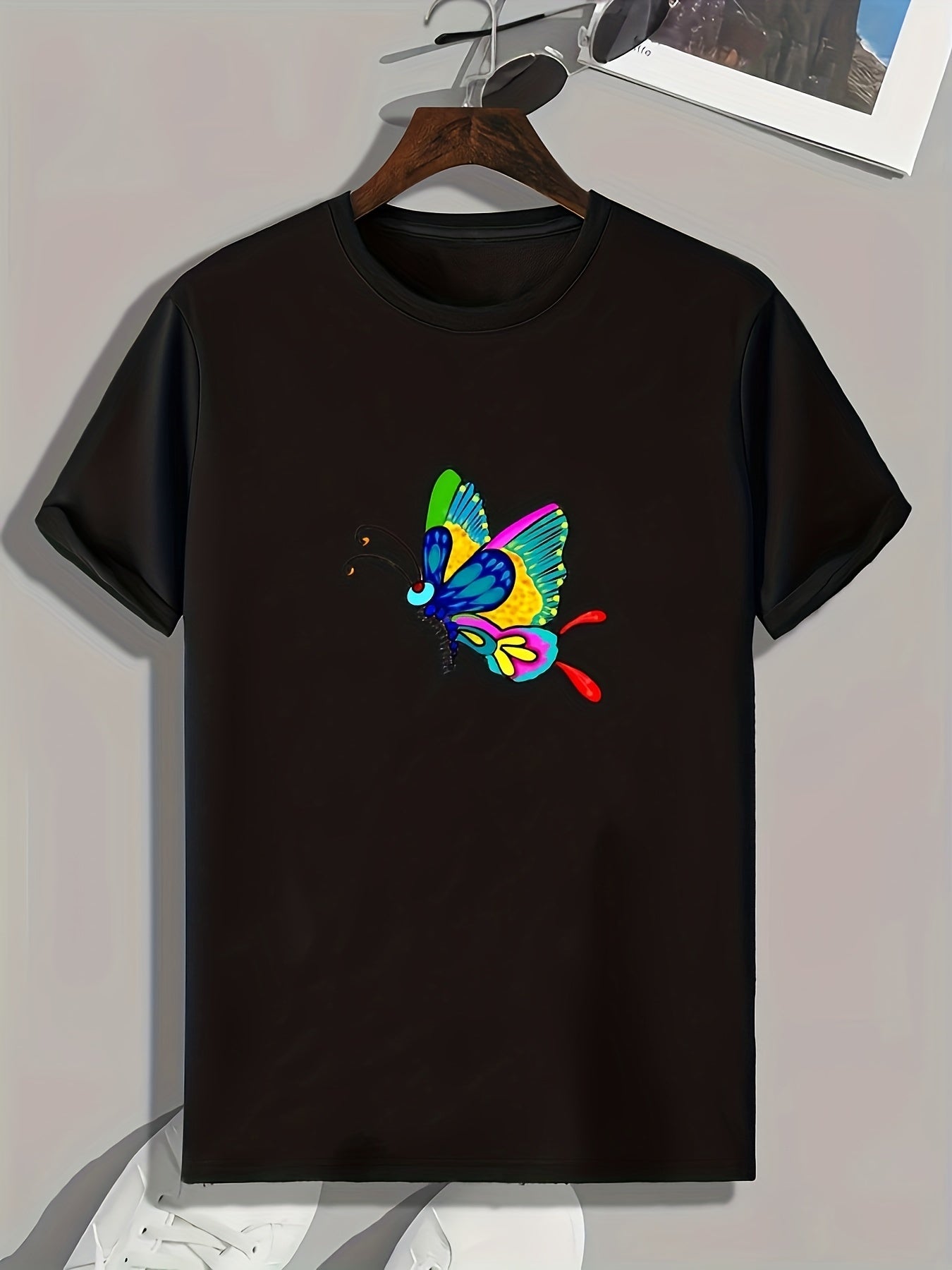 Men's Butterfly Print Sports T-shirt - Outdoor Fitness Clothing