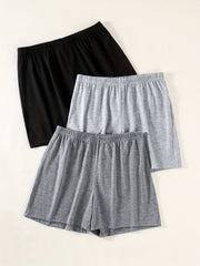 3pcs Solid Biker Shorts for Women Spring & Summer